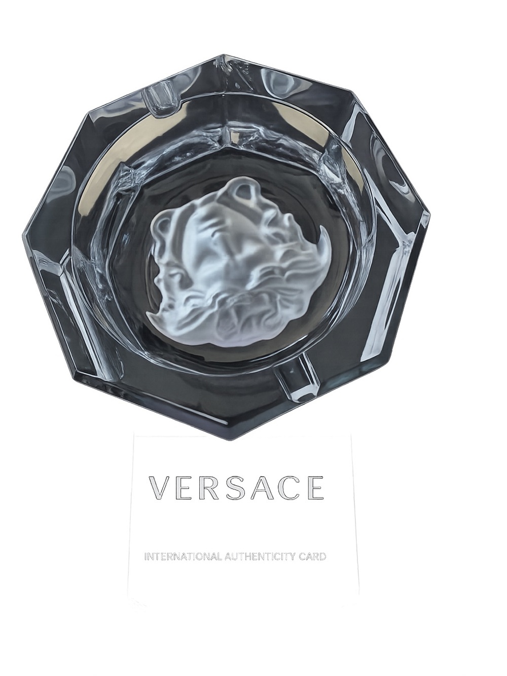 New Versace Rosenthal Crystal Medusa Ashtray Dish Authentic With Box